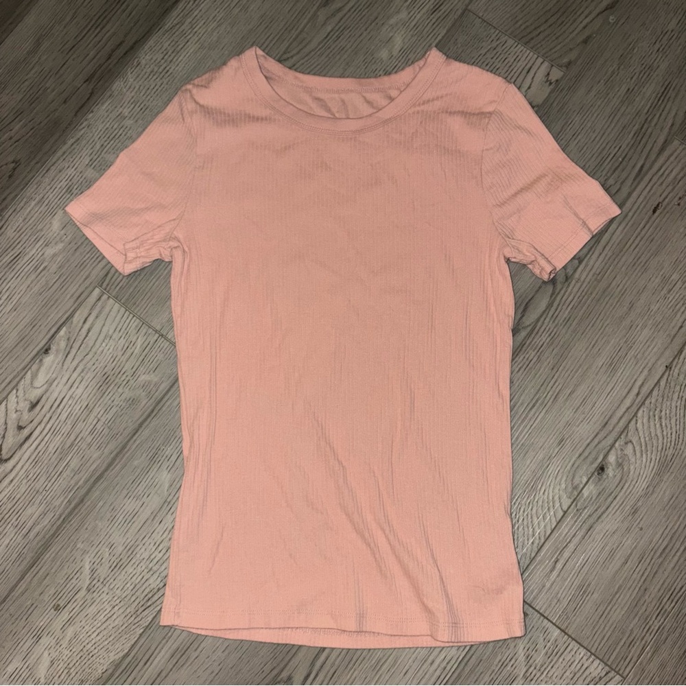 a new day Women's Light Pink Short Sleeve Ribbed Tee Size Small